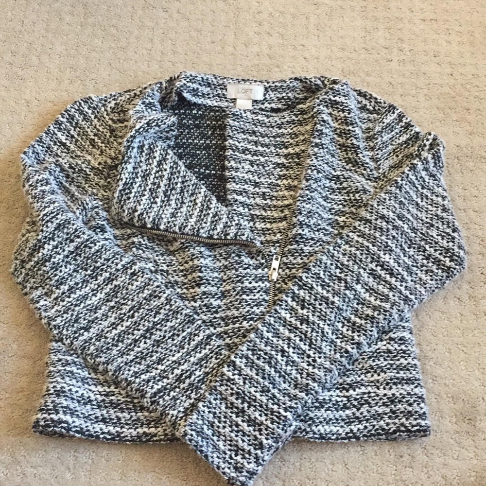 Black and White Loft Marled Jacket